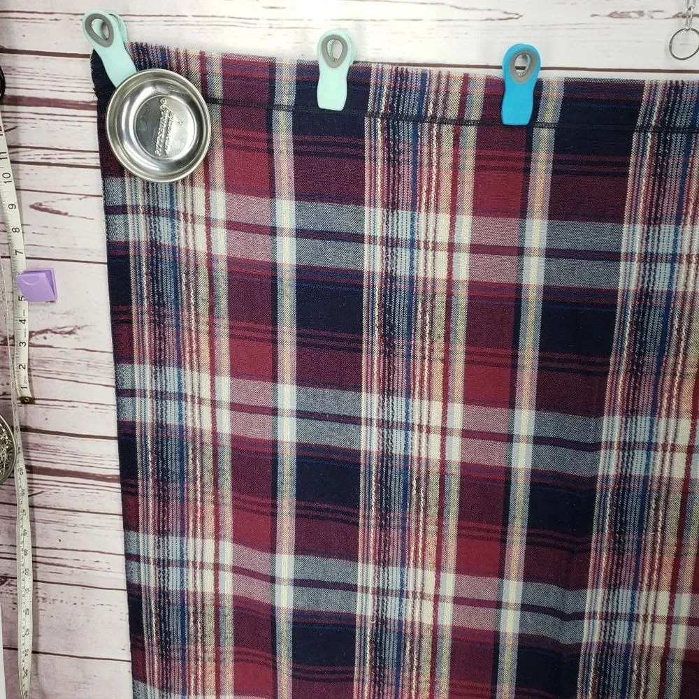 Woven Plaid Red Blue‎ White Wool Blend Boho Blanket Throw